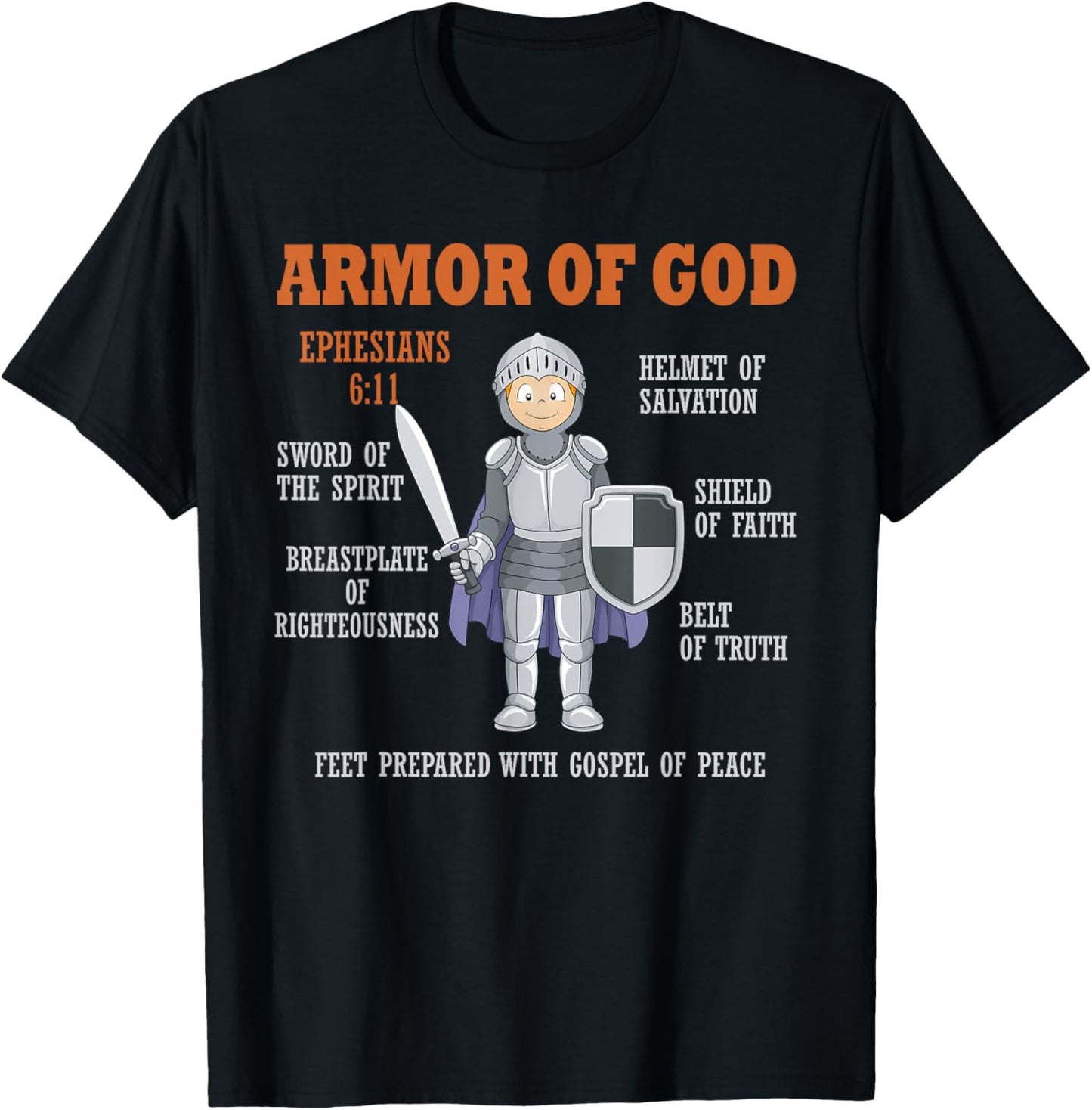 Put On The Full Armor Of God Bible Chapters For Kids T-Shirt - T-Shirt | Black