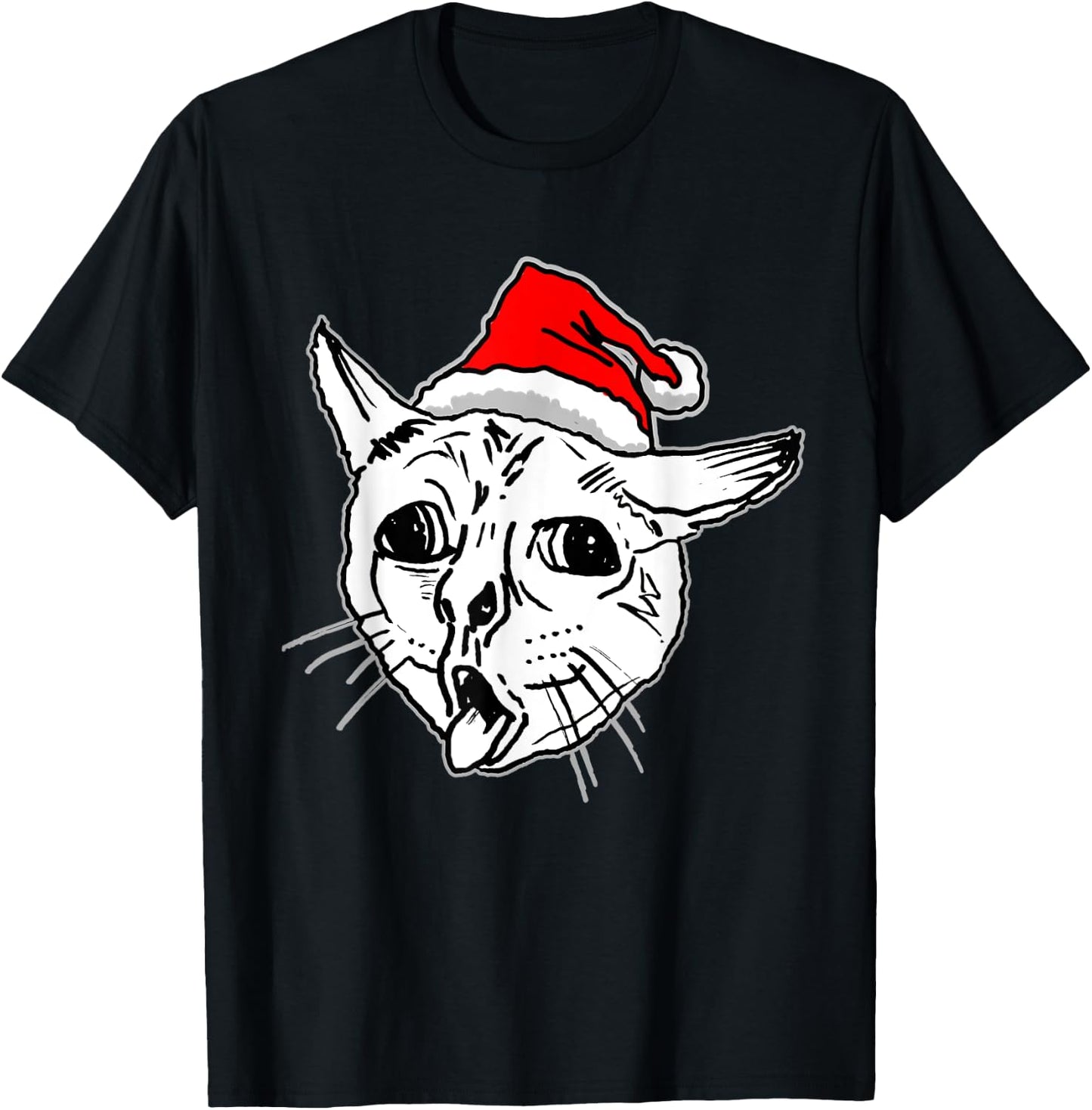 Christmas Ugly Coughing Cat Meme Women T-Shirt - T-Shirt | Black