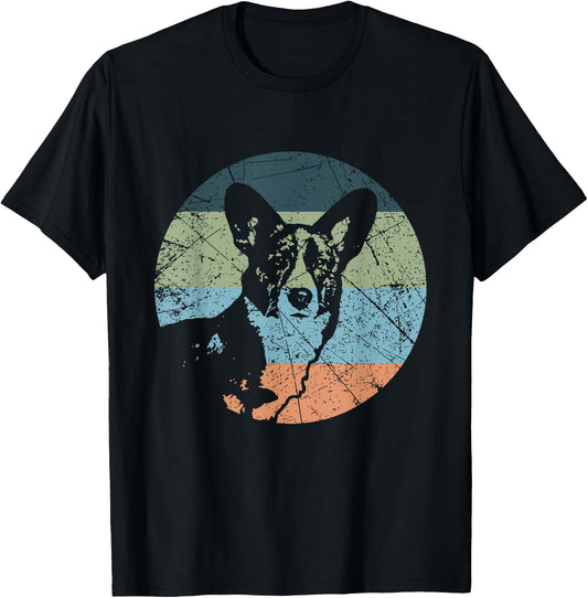 Retro Dog Silhouette - Vintage Cardigan Welsh Corgi T-Shirt - T-Shirt | Black