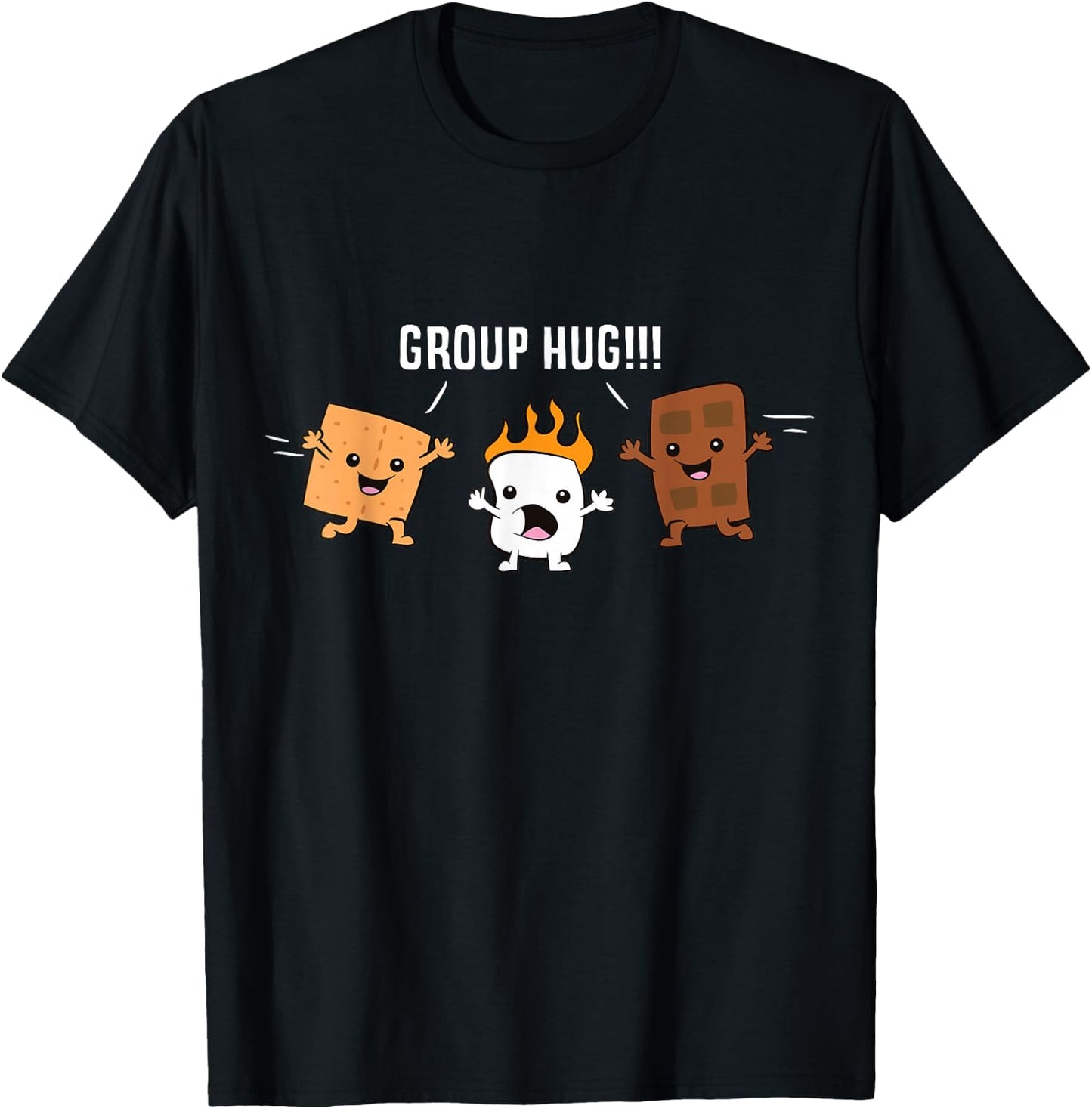 Group Hug Camping Campfire Chocolate Marshmallow S'Mores T-Shirt - T-Shirt | Black