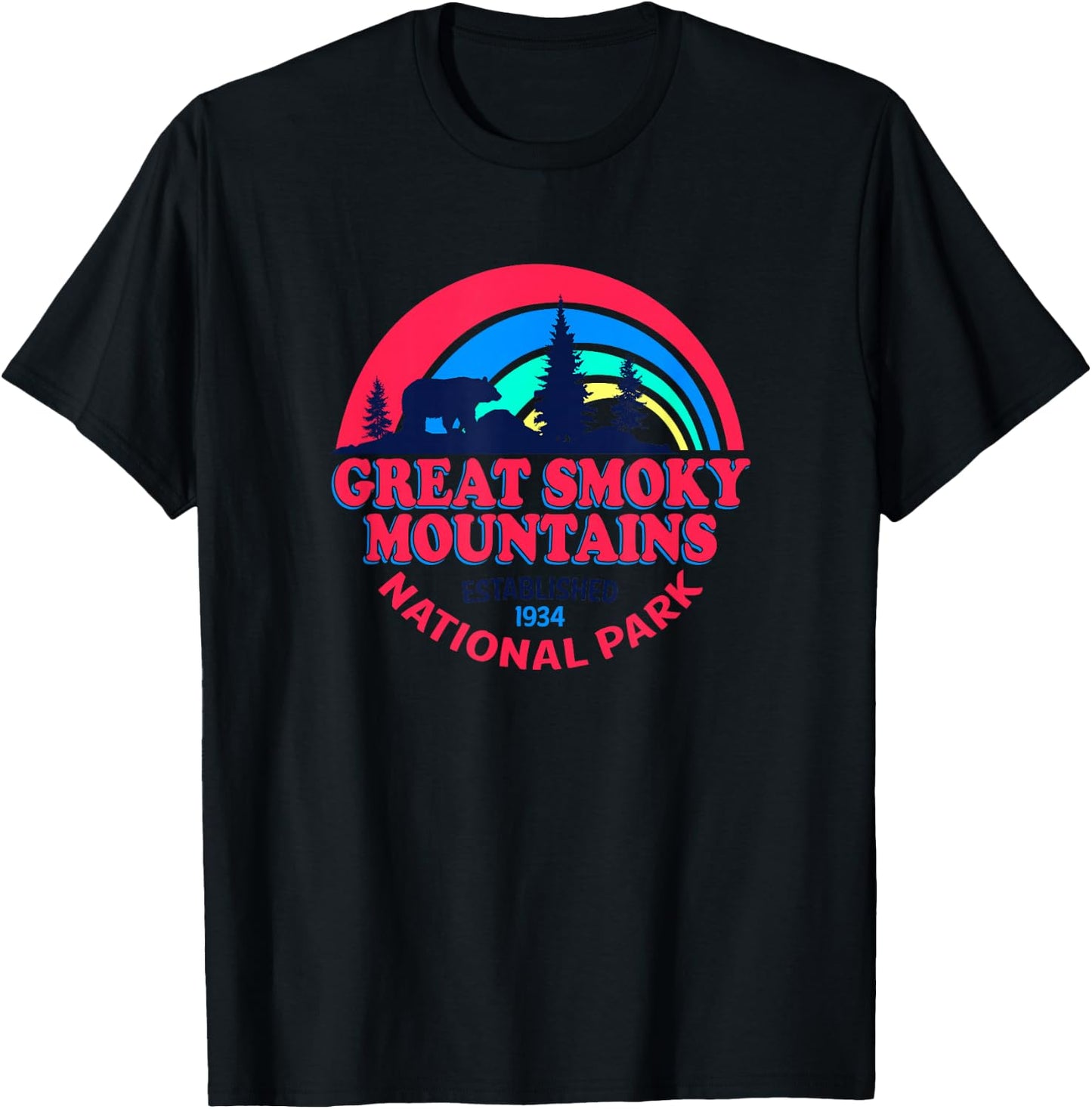 Great Smoky Mountains National Park Retro Bear T-Shirt - T-Shirt | Black