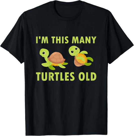 Kids 2 Year Old Boy Sea Turtles Old 2nd Birthday Kids T-Shirt - T-Shirt | Black