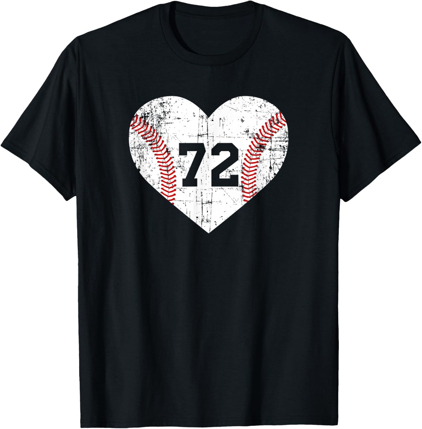 Vintage Baseball 72 Jersey Number T-Shirt - T-Shirt | Black