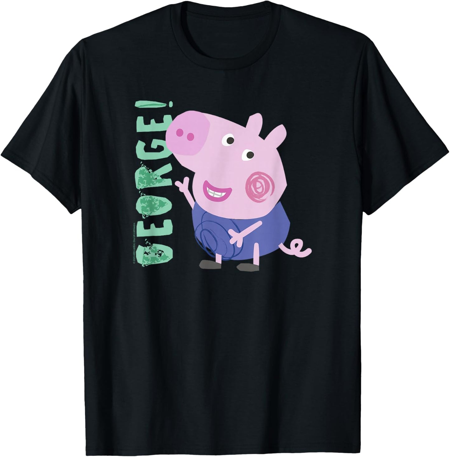 Peppa Pig George! Text Full Body Smiling Portrait T-Shirt - T-Shirt | Black