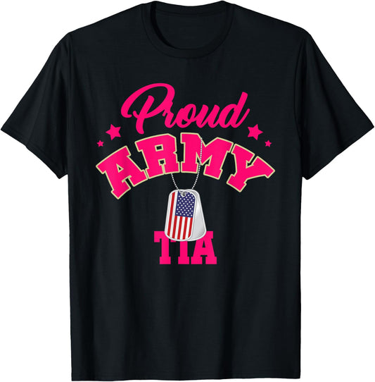 Proud Army TIA USA American Flag Dog Tag Family Match Women Men T-Shirt - T-Shirt | Black