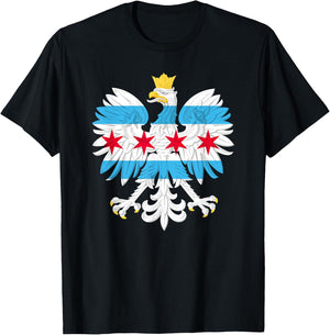 Chicago Polish Flag Eagle Poland Polska Pride Dyngus Day T-Shirt - T-Shirt | Black