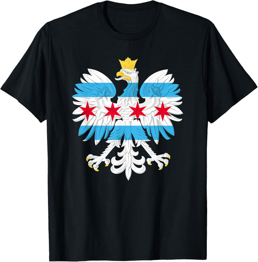 Chicago Polish Flag Eagle Poland Polska Pride Dyngus Day T-Shirt - T-Shirt | Black