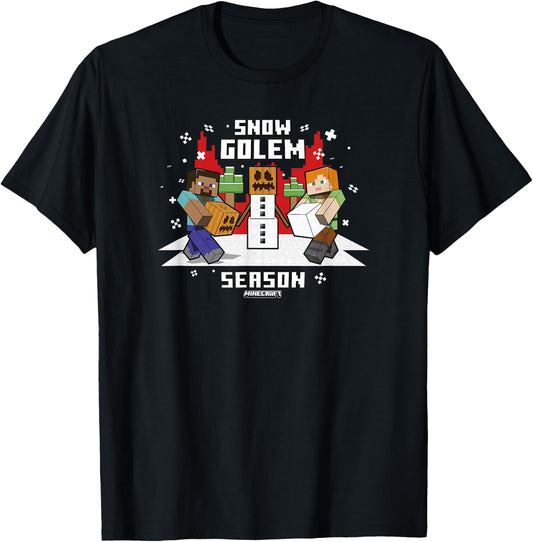 Minecraft Christmas Snow Golem Season T-Shirt - T-Shirt | Black