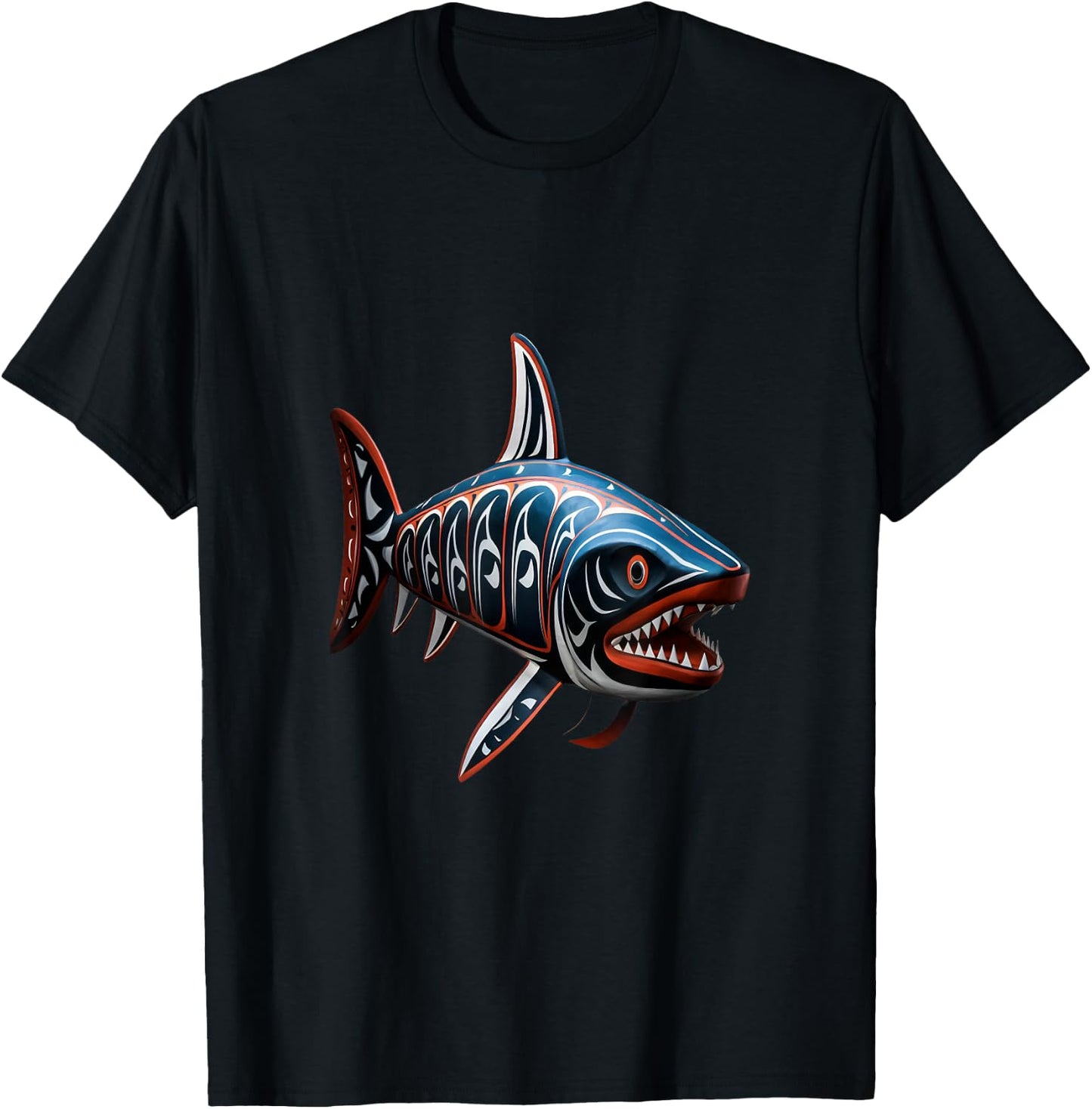 Shark Haida Totem Art Indian Indigenous Tribal T-Shirt - T-Shirt | Black