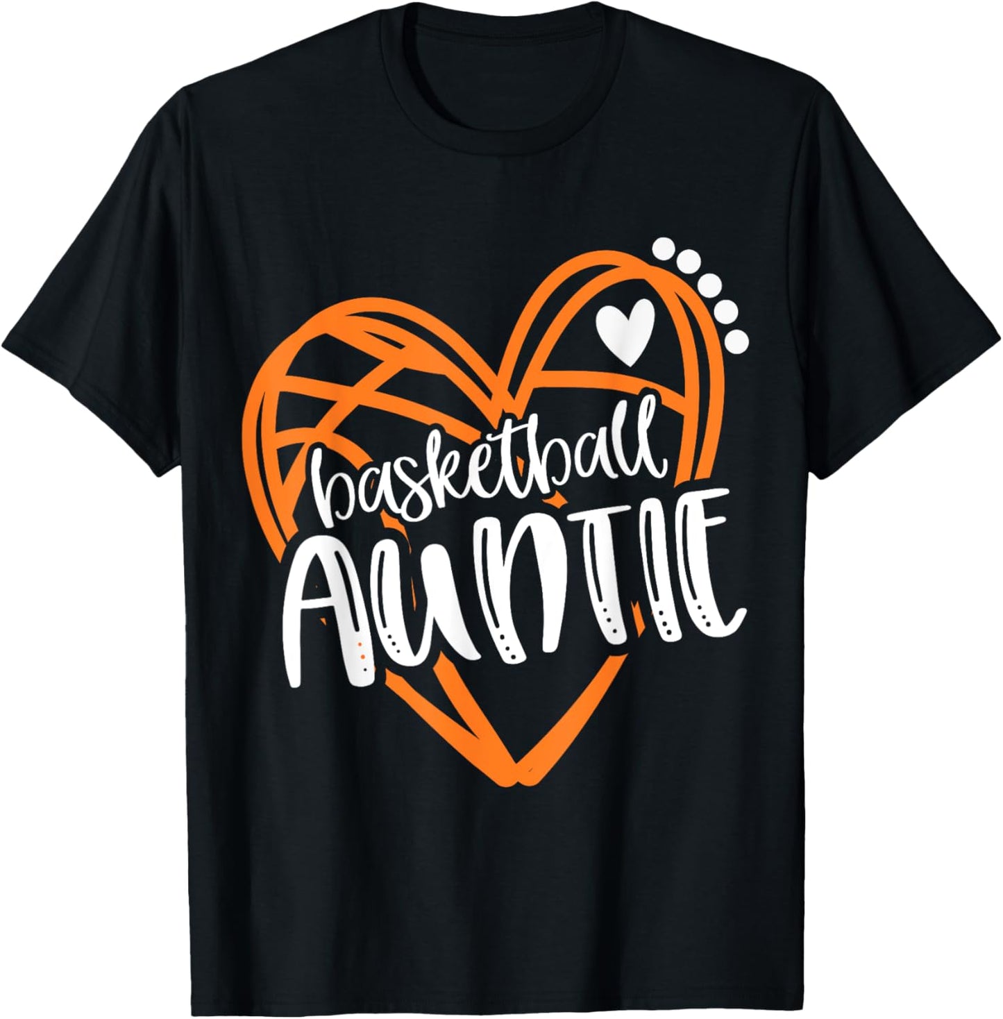 Girls Basketball AUNTIE Heart Distressed T-Shirt - T-Shirt | Black