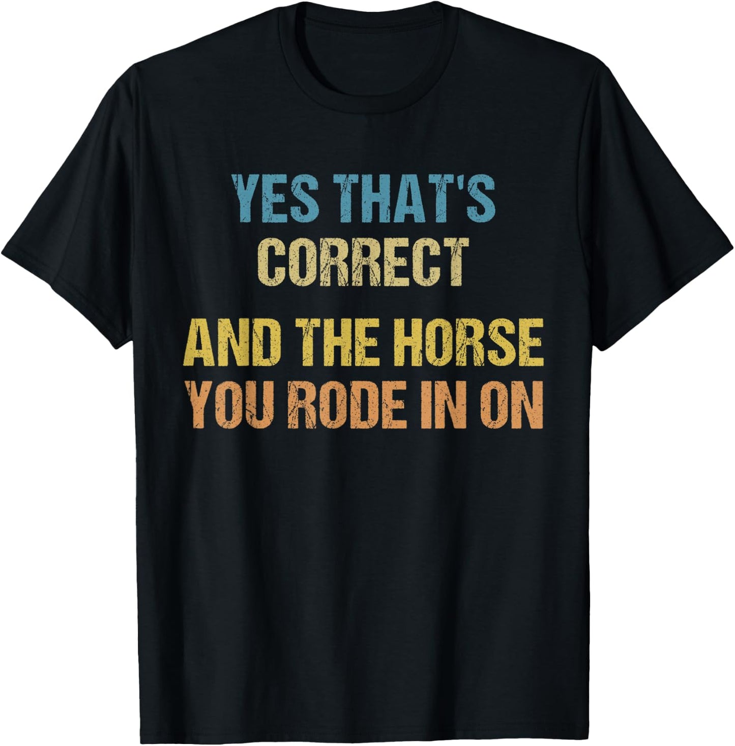 Yes That's Correct, And The Horse You Rode In On Funny T-Shirt - T-Shirt | Black