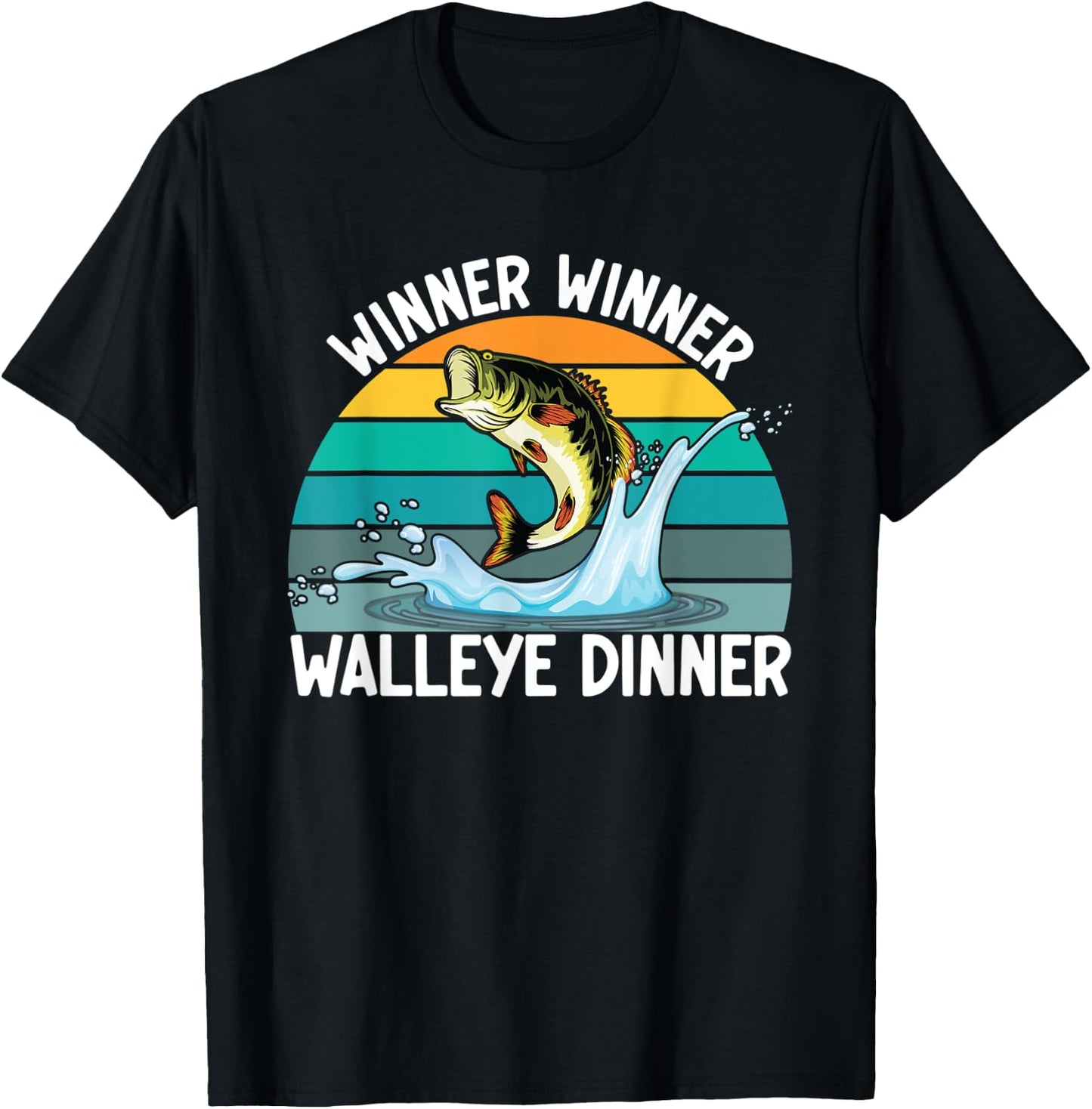 Winner Winner Walleye Dinner Fishing Lover Walley Fisherman T-Shirt - T-Shirt | Black