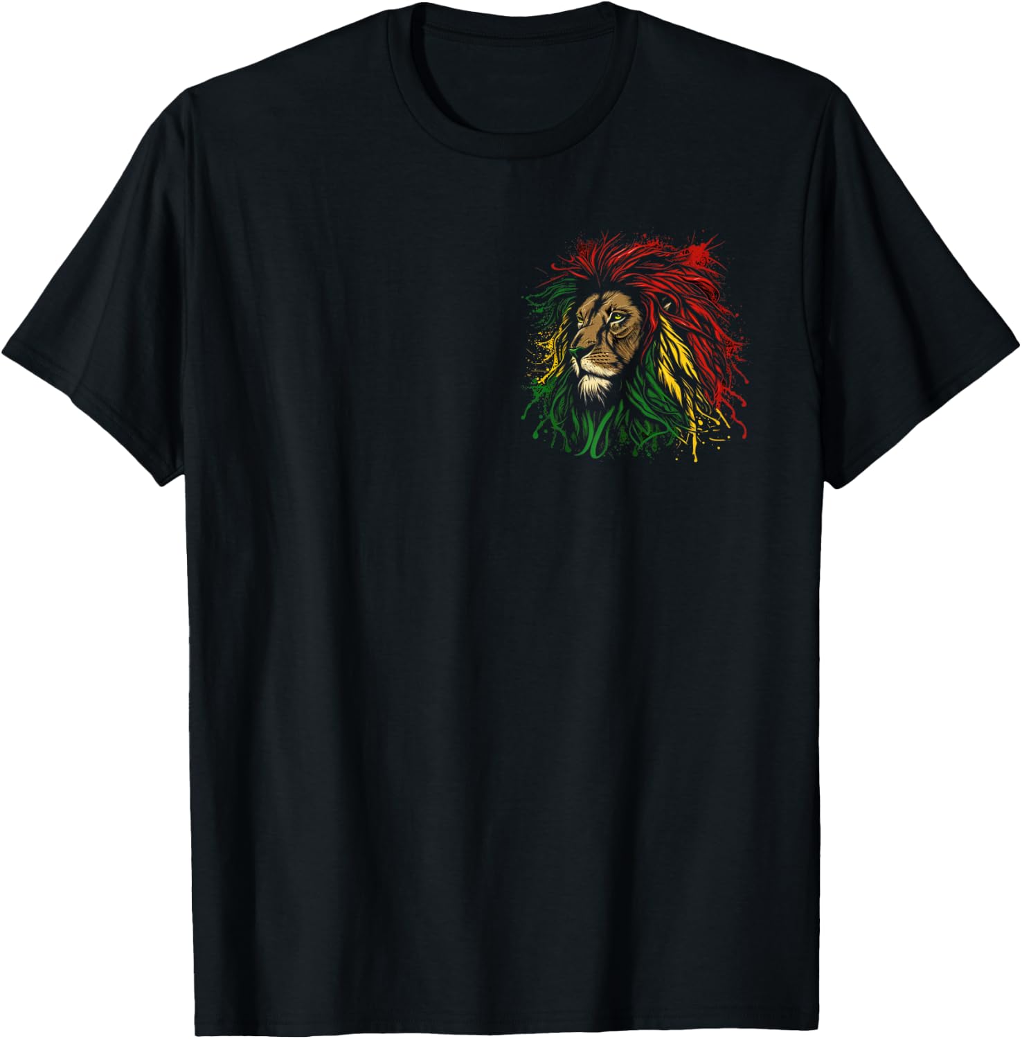 Rasta Reggae Lion Of Judah Jamaica Roots Rastafarian Lion T-Shirt - T-Shirt | Black