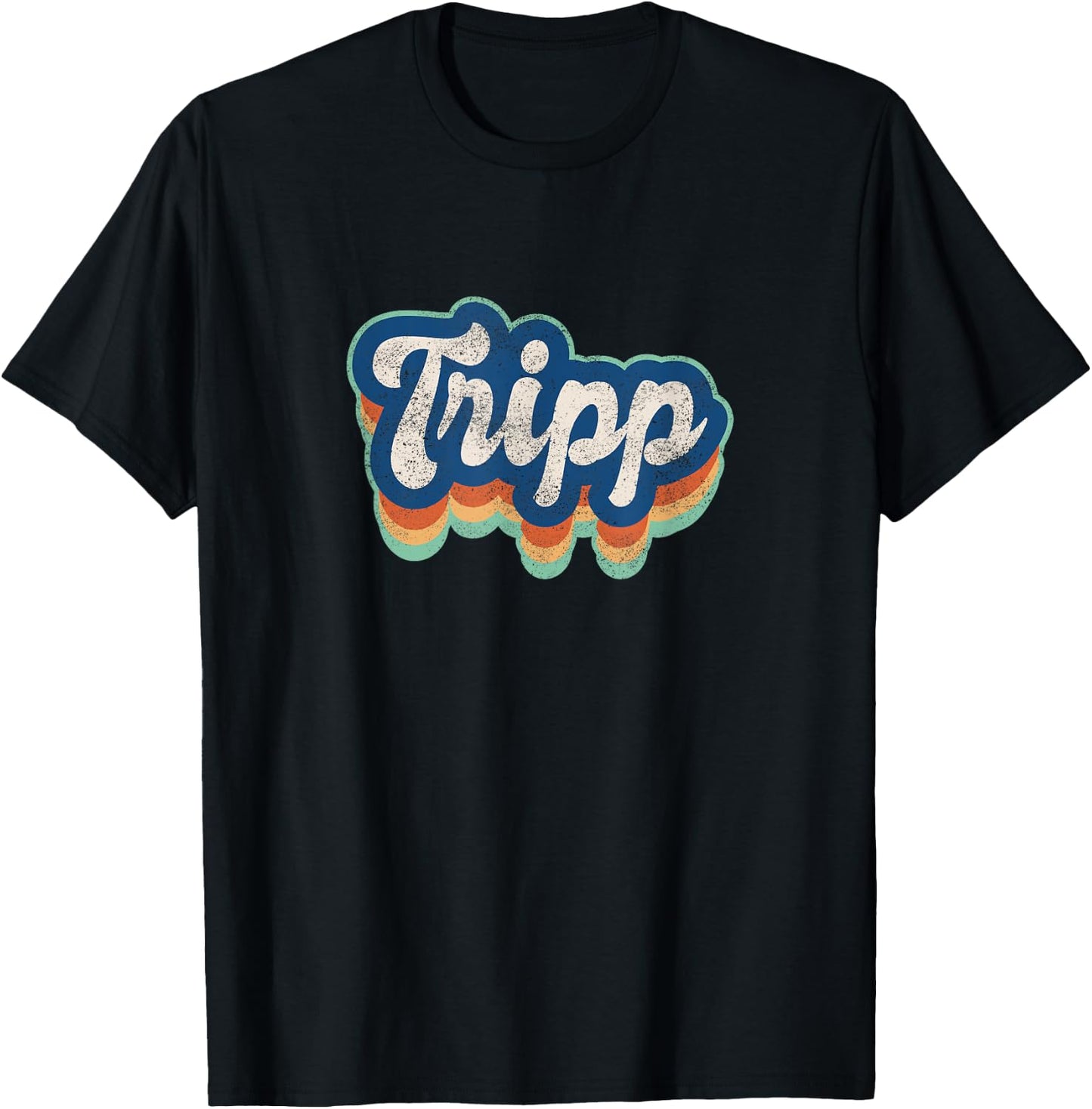 Tripp First Name Boy Vintage Style 70s 80s Personalized T-Shirt - T-Shirt | Black