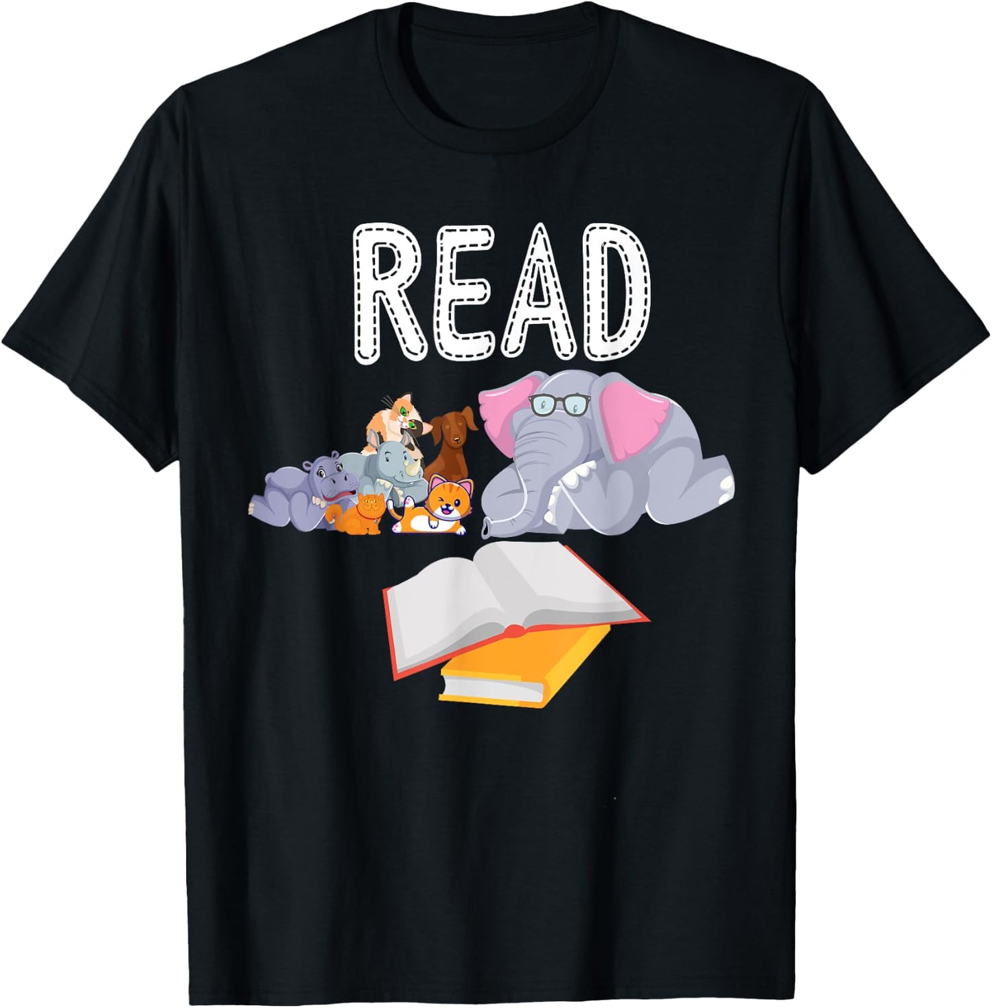Funny Teacher Library Read Book Club Piggie Elephant Pigeons Men Women Kids T-Shirt - T-Shirt | Black