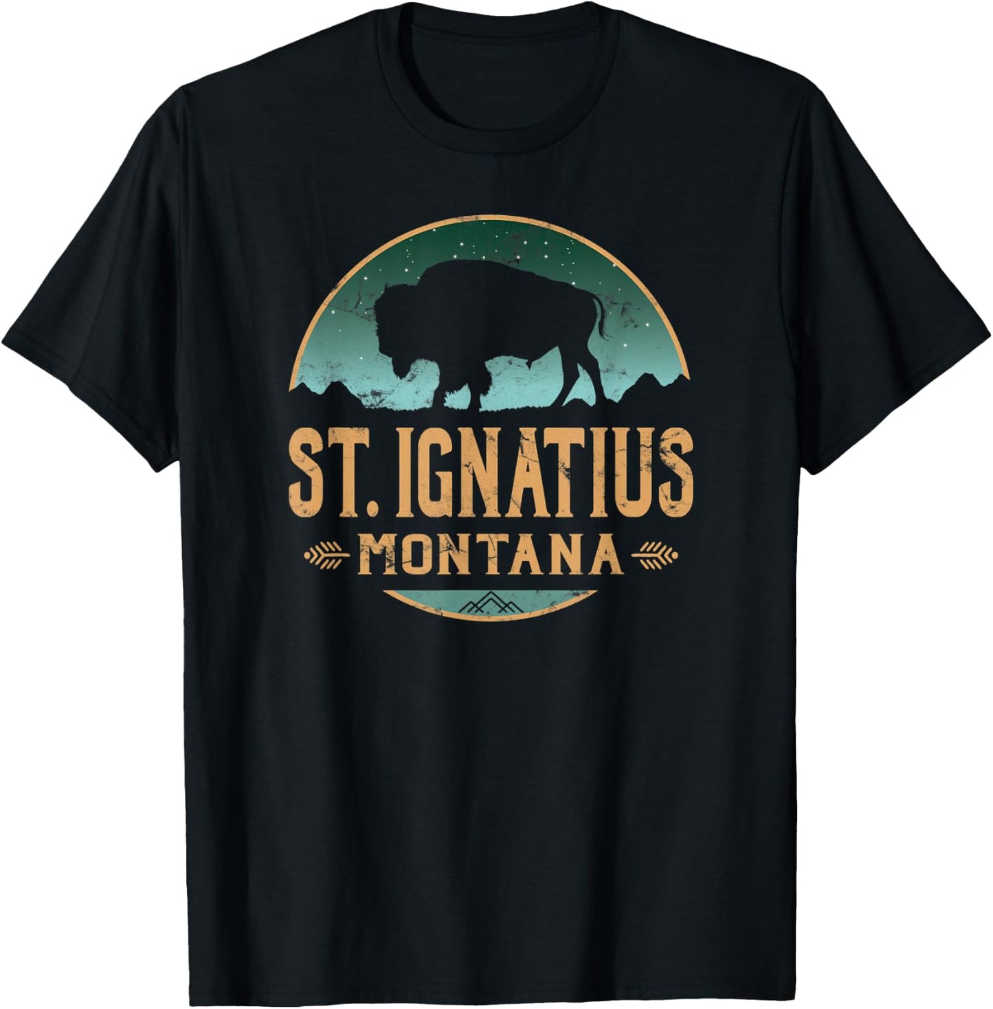 St. Ignatius Montana MT Buffalo Bison T-Shirt - T-Shirt | Black