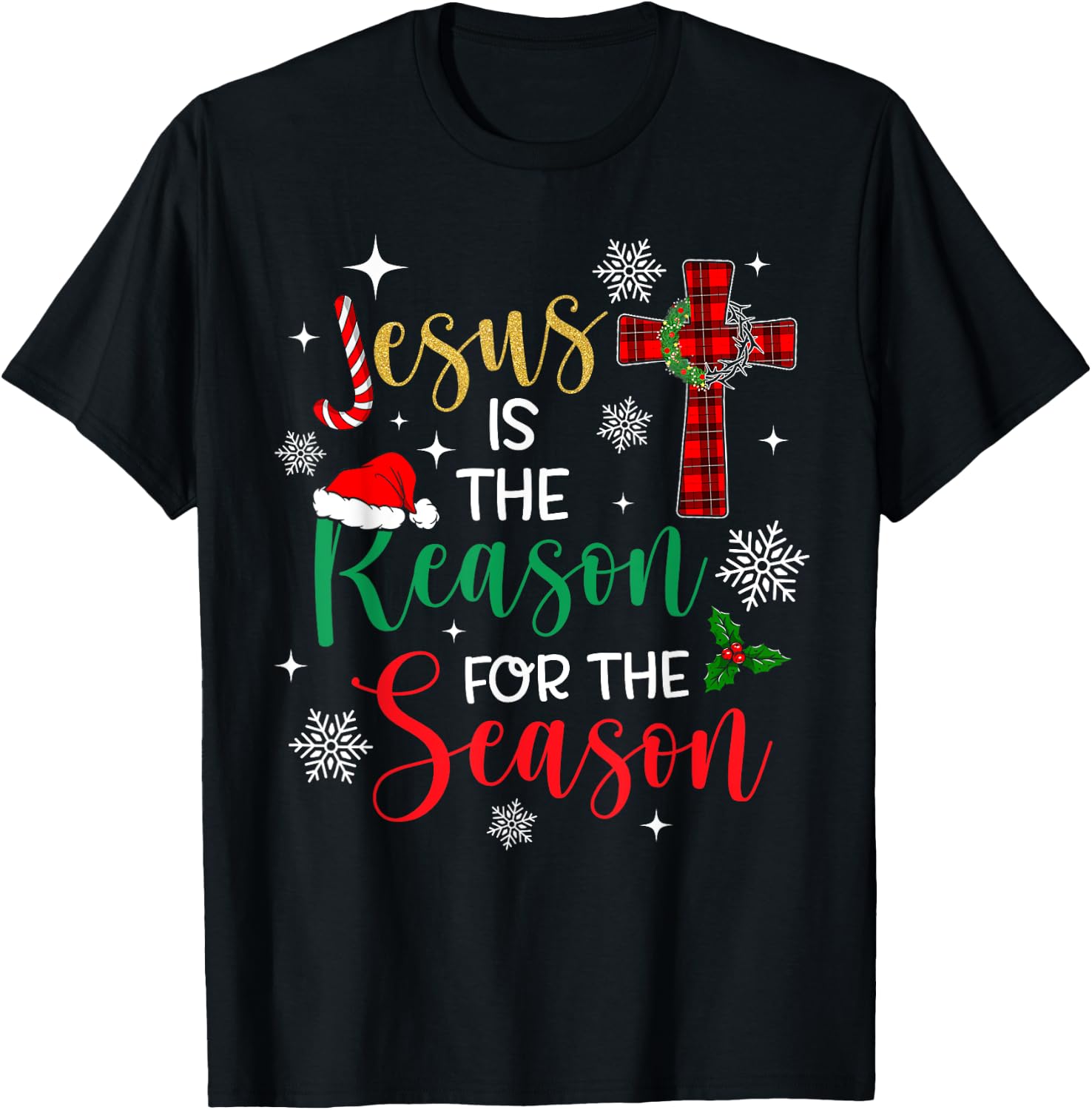 Jesus is The Reason for The Season Christian Faith Christmas T-Shirt - T-Shirt | Black