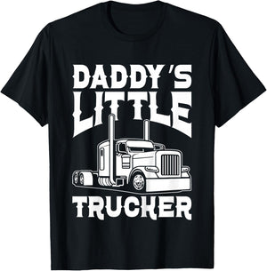 Kids Toddler Boys Semi truck Daddy's little trucker T-Shirt - T-Shirt | Black