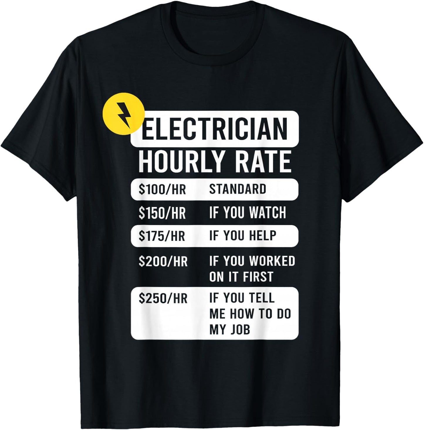 Electrician Hourly Rate T-Shirt - T-Shirt | Black