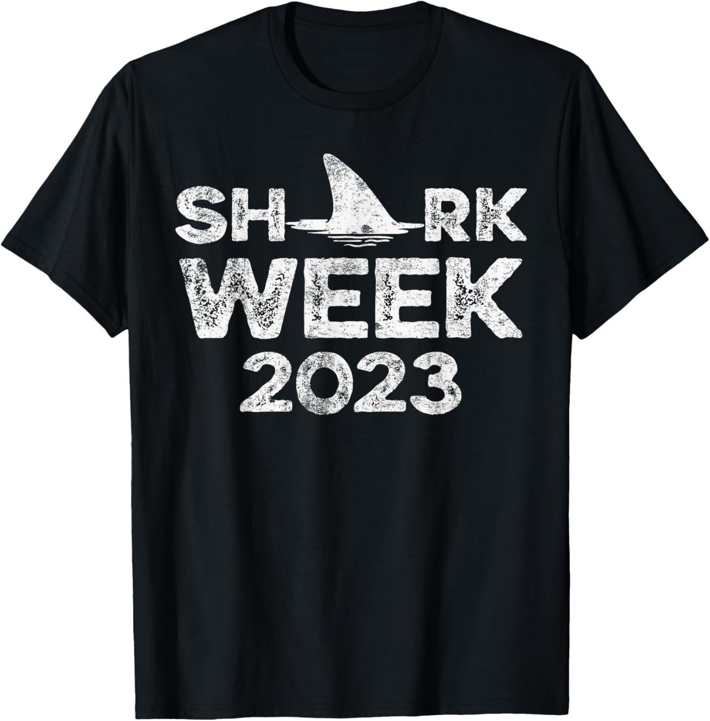 Retro Shark Fin Week 2023 Lovers Animal Ocean Trip Biologist T-Shirt - T-Shirt | Black