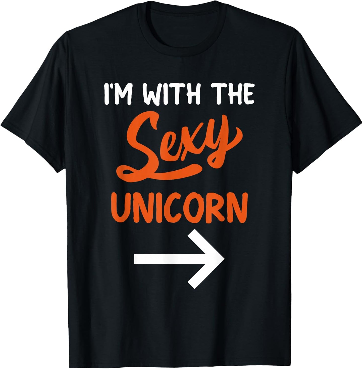 Lazy Halloween Costume For Couple I'm With The Sexy Unicorn T-Shirt - T-Shirt | Black