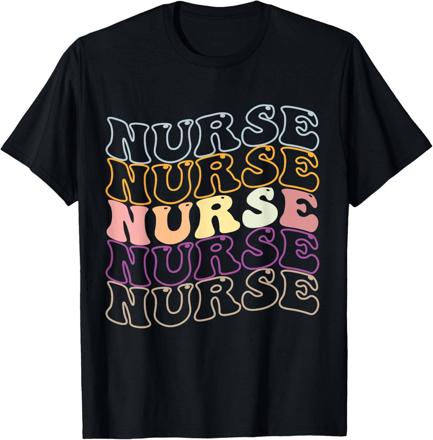 Nurse Groovy Retro Hippie T-Shirt - T-Shirt | Black