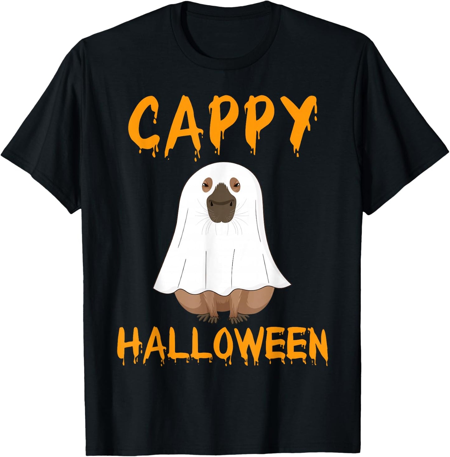 Cappy Halloween Funny Capybara Ghost T-Shirt - T-Shirt | Black