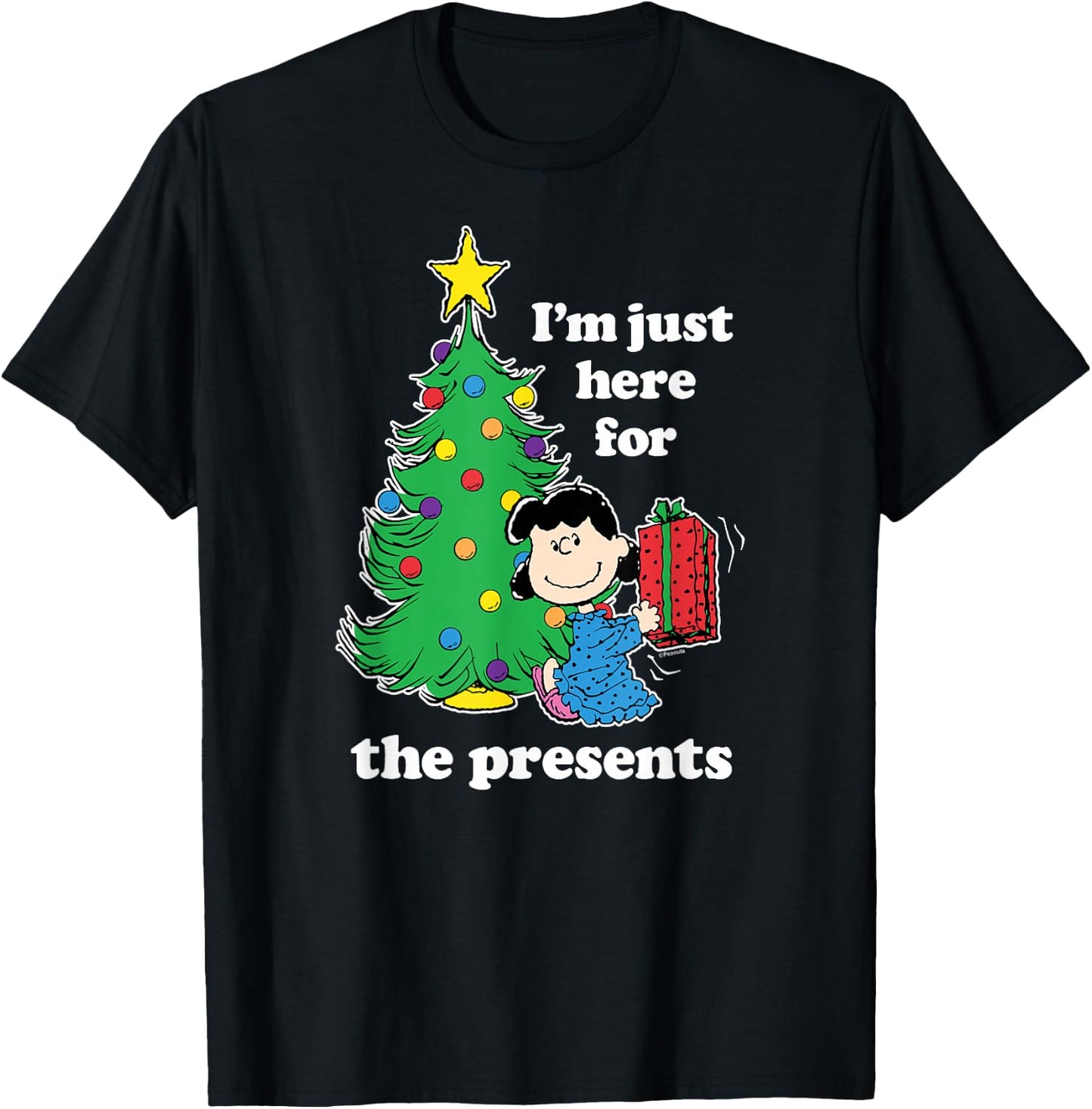 Peanuts - Lucy Just Here For Presents T-Shirt - T-Shirt | Black