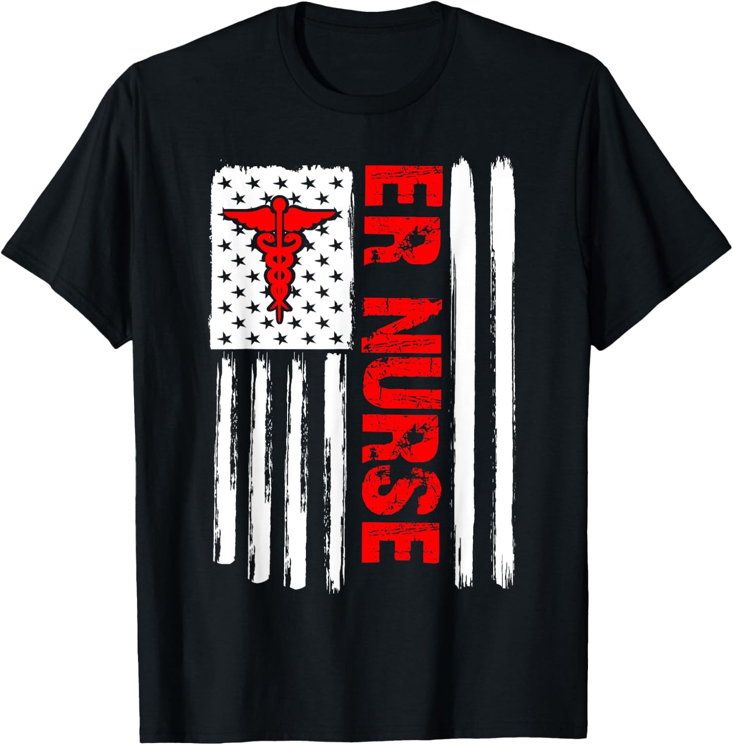 ER Nurse Emergency Room Nurse US flag vintage T-Shirt - T-Shirt | Black