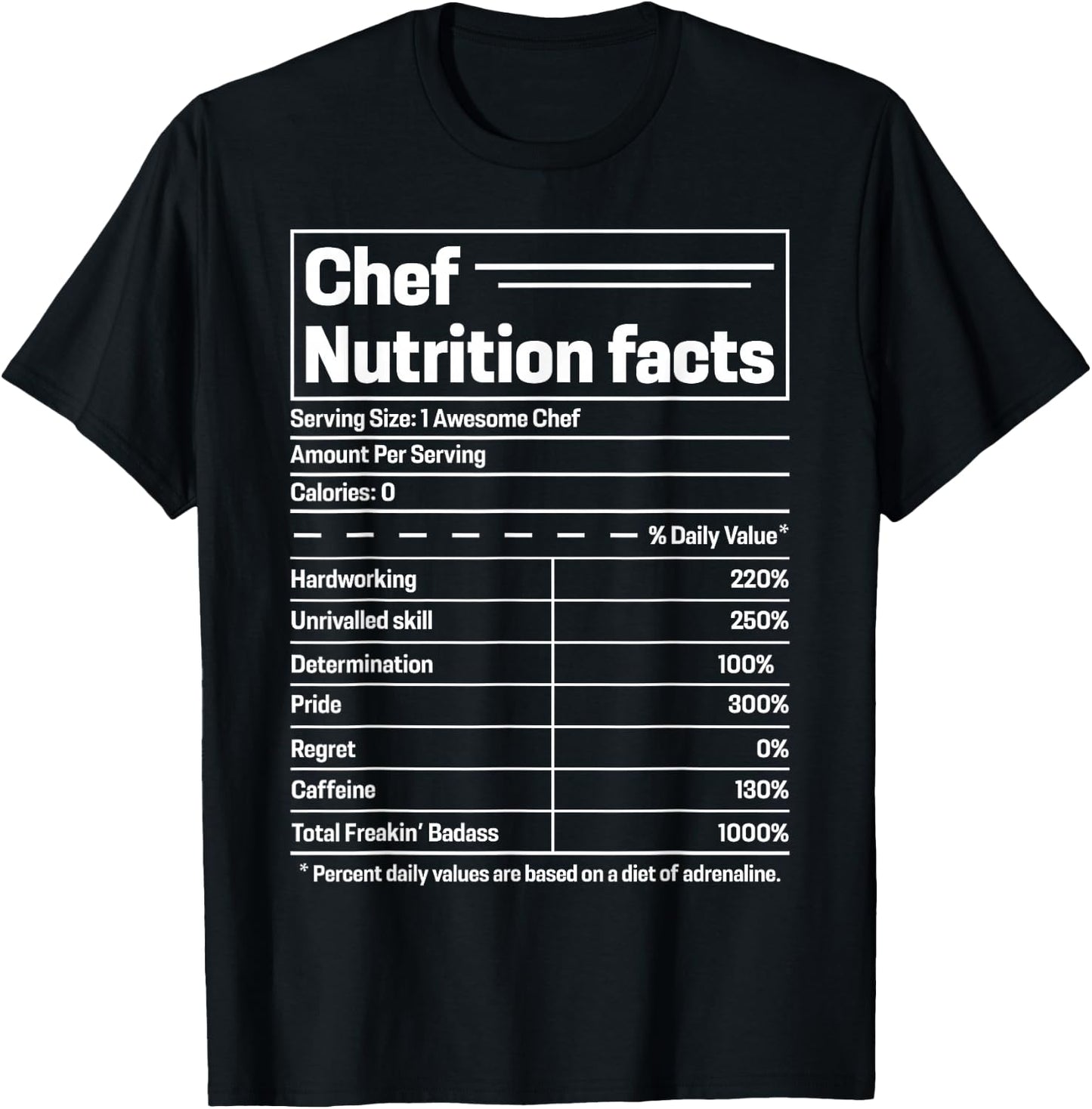 Chef Nutrition Facts - Chef T-Shirt - T-Shirt | Black