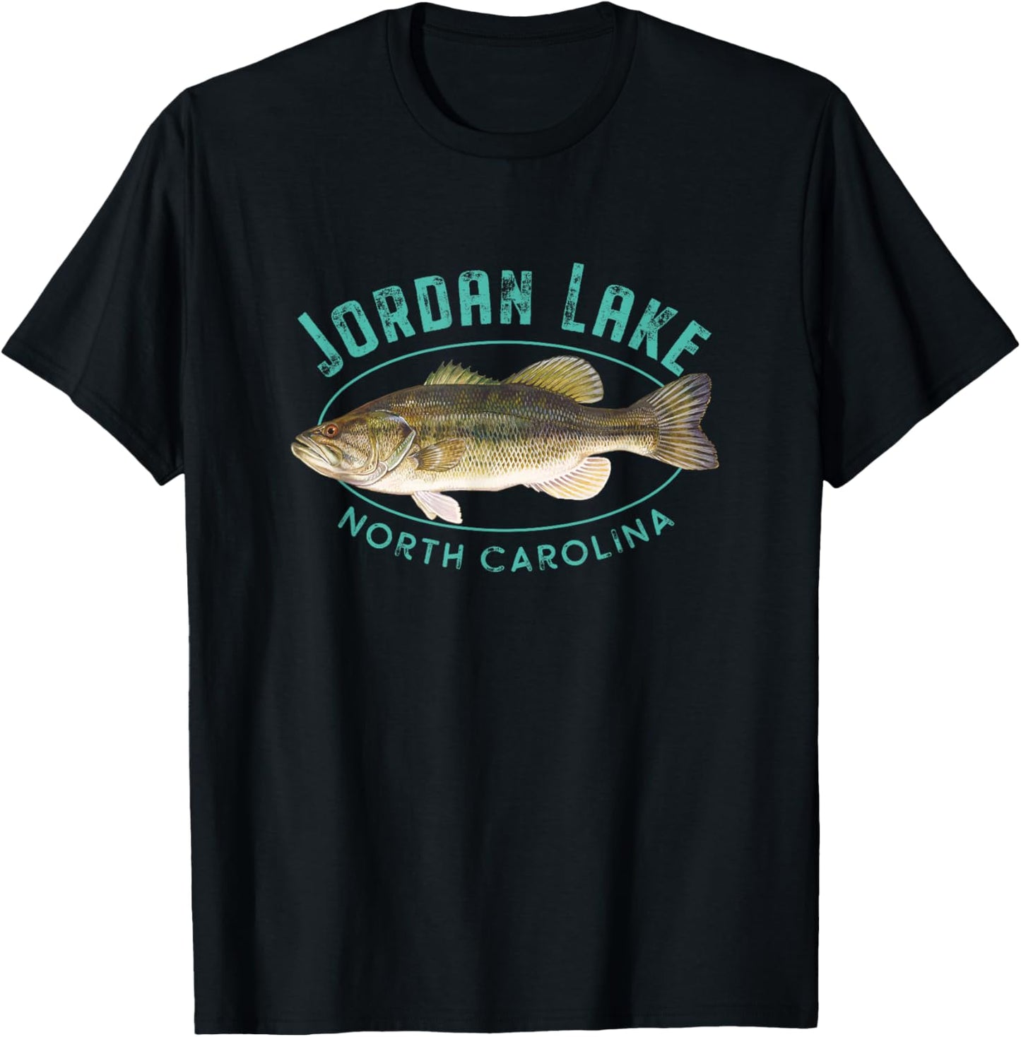 Jordan Lake North Carolina Largemouth Bass Design T-Shirt - T-Shirt | Black