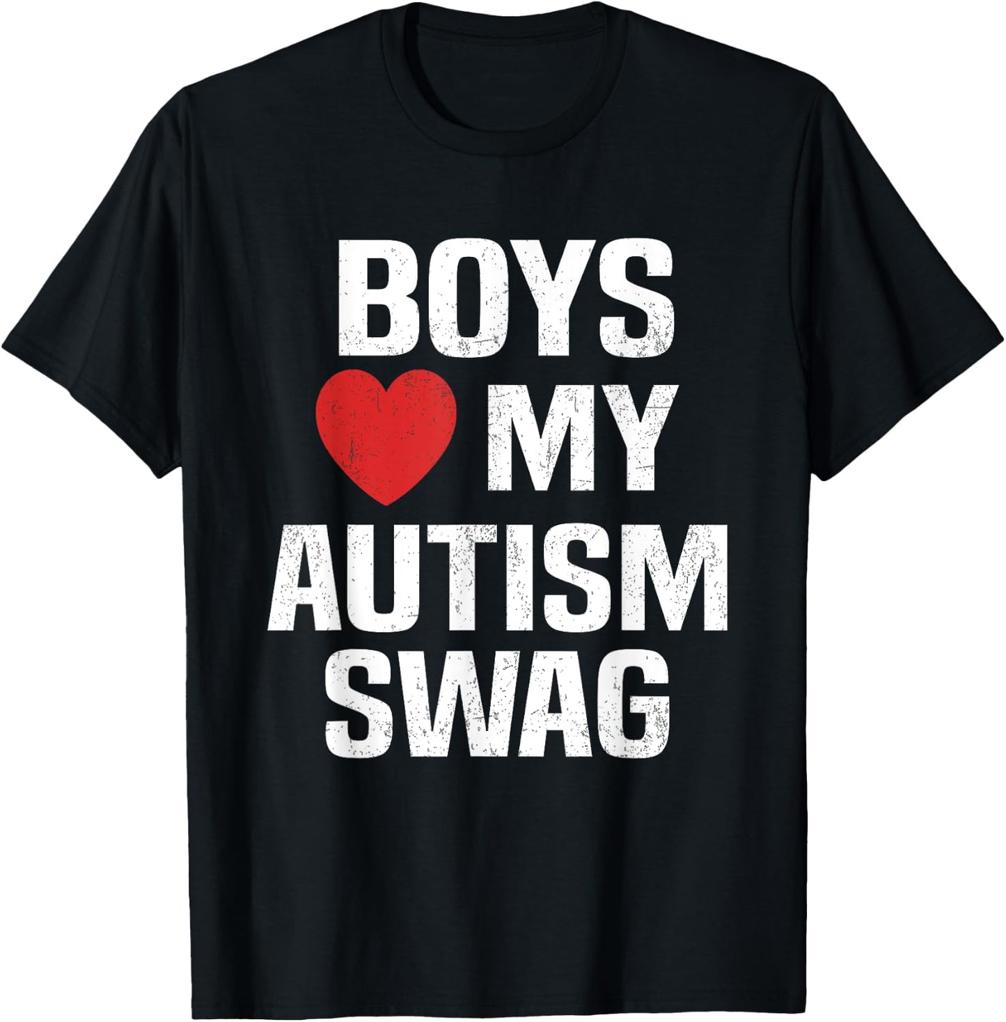 Boys Heart My Autism Swag Funny Boys Love My Autism Swag T-Shirt - T-Shirt | Black