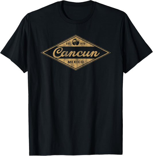 Vintage Cancun Mexico Summer Retro Throwback Family Vacation T-Shirt - T-Shirt | Black