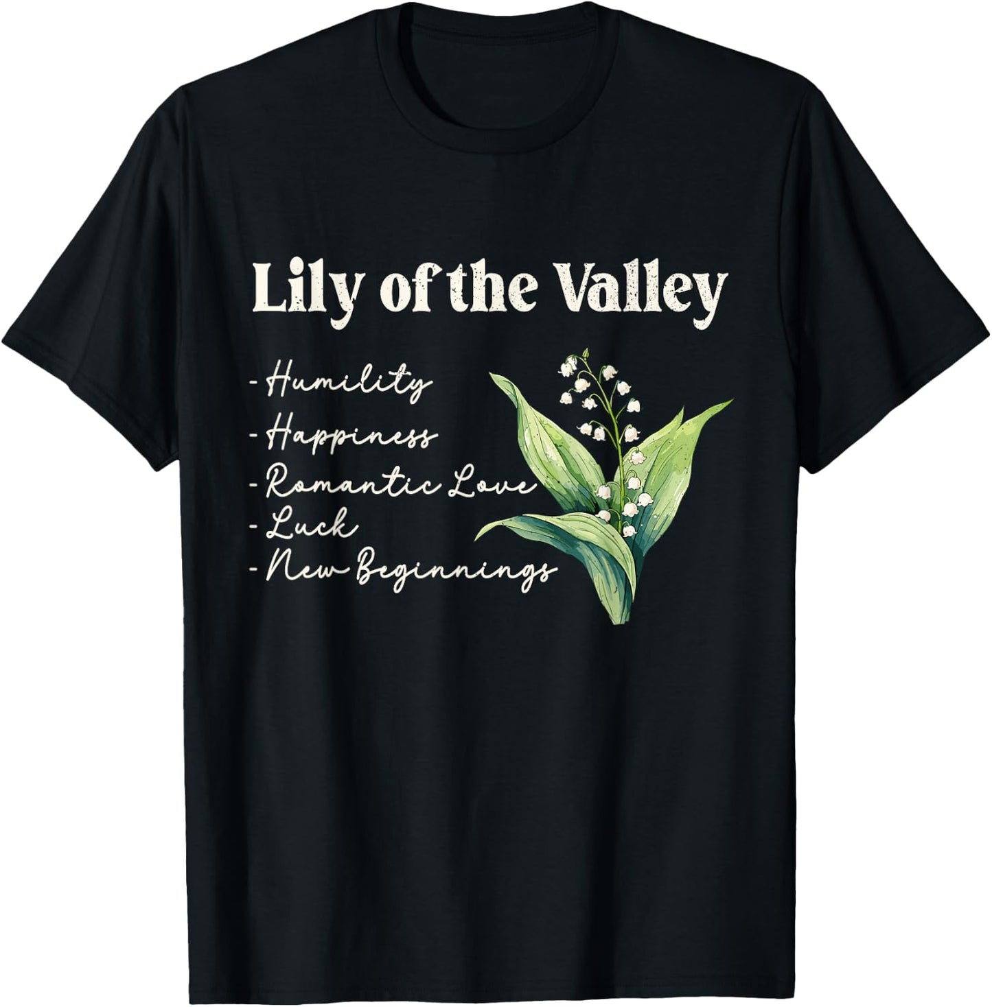 May Birth Flower Lily of the Valley | May Birthday T-Shirt - T-Shirt | Black