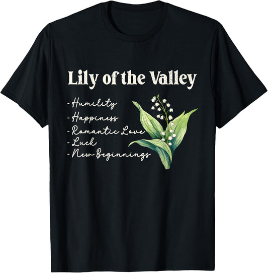 May Birth Flower Lily of the Valley | May Birthday T-Shirt - T-Shirt | Black