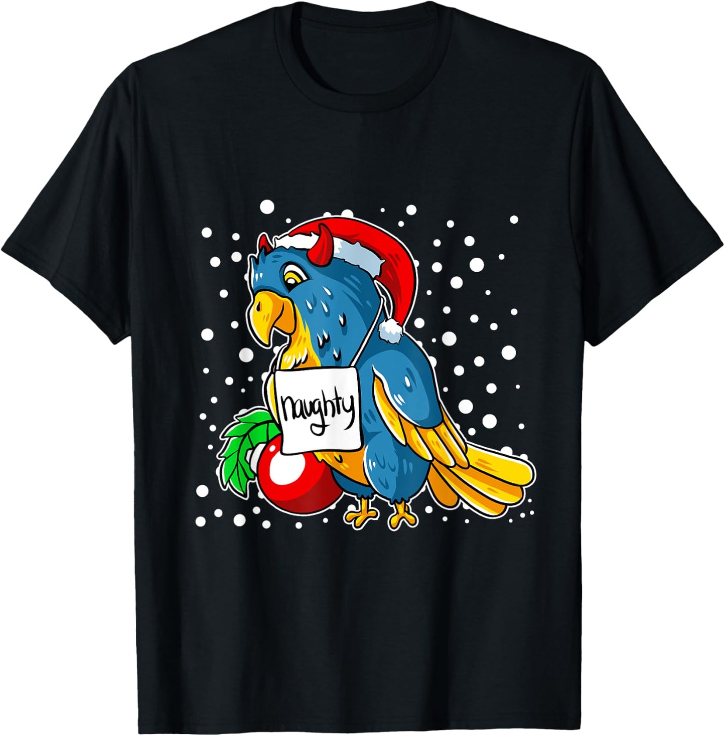 Naughty Conure Christmas Pajama Funny Parrot Bird X-Mas T-Shirt - T-Shirt | Black