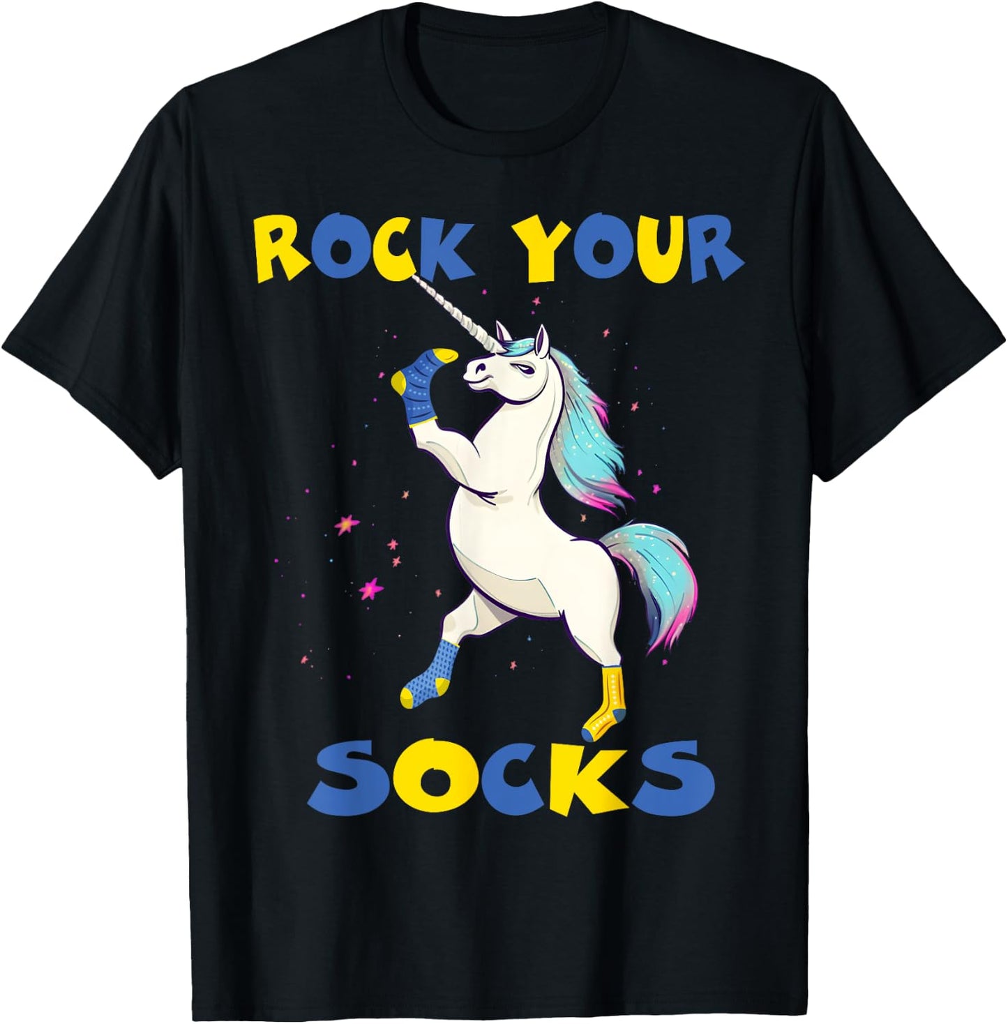 WORLD DOWN SYNDROME DAY Rock Your Socks Unicorn T-Shirt - T-Shirt | Black