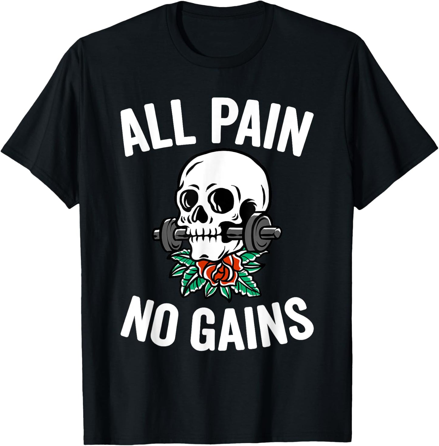 Funny Gym Fitness Workout Parody All Pain No Gains Black Men's Medium Classic Fit Short Sleeve Round Neck T-Shirt - T-Shirt | Black