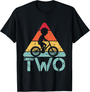 Cyclist Two Birthday Cycling 2nd 2 Year Old Bike Birthday T-Shirt - T-Shirt | Black
