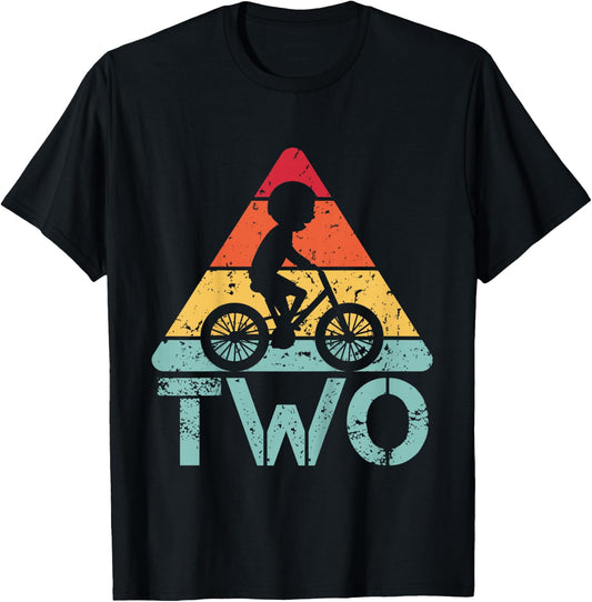Cyclist Two Birthday Cycling 2nd 2 Year Old Bike Birthday T-Shirt - T-Shirt | Black