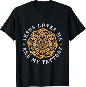 Jesus Loves Me And My Tattoos Tattoo T-Shirt - T-Shirt | Black