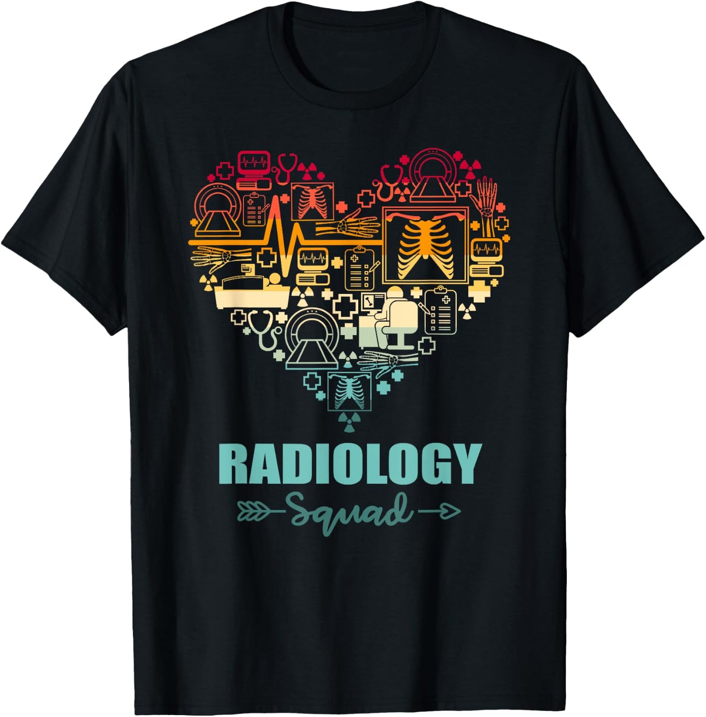 Radiology Squad Heart Funny Radiology Team T-Shirt - T-Shirt | Black
