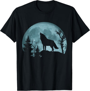 Wolf Howling at the Moon T-Shirt - T-Shirt | Black