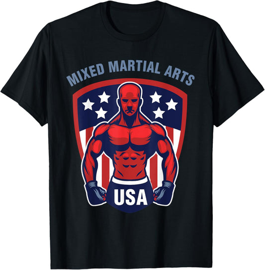 MMA USA Support the Team Shirt USA Flag Mixed Martial Arts T-Shirt - T-Shirt | Black