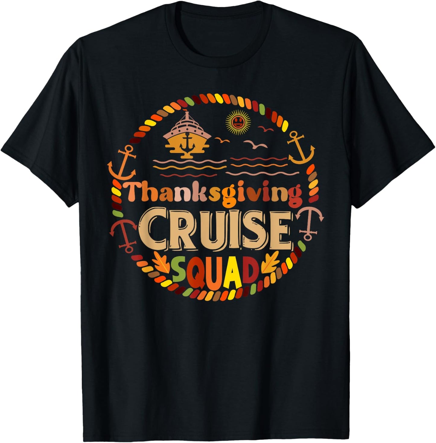 Family Thanksgiving Cruise 2024 Autumn Cruise Squad T-Shirt - T-Shirt | Black