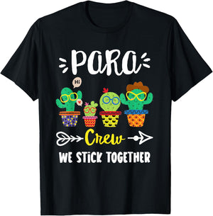 PARA Crew, Funny School Cactus Team PARA Teacher Squad Women Kids T-Shirt - T-Shirt | Black