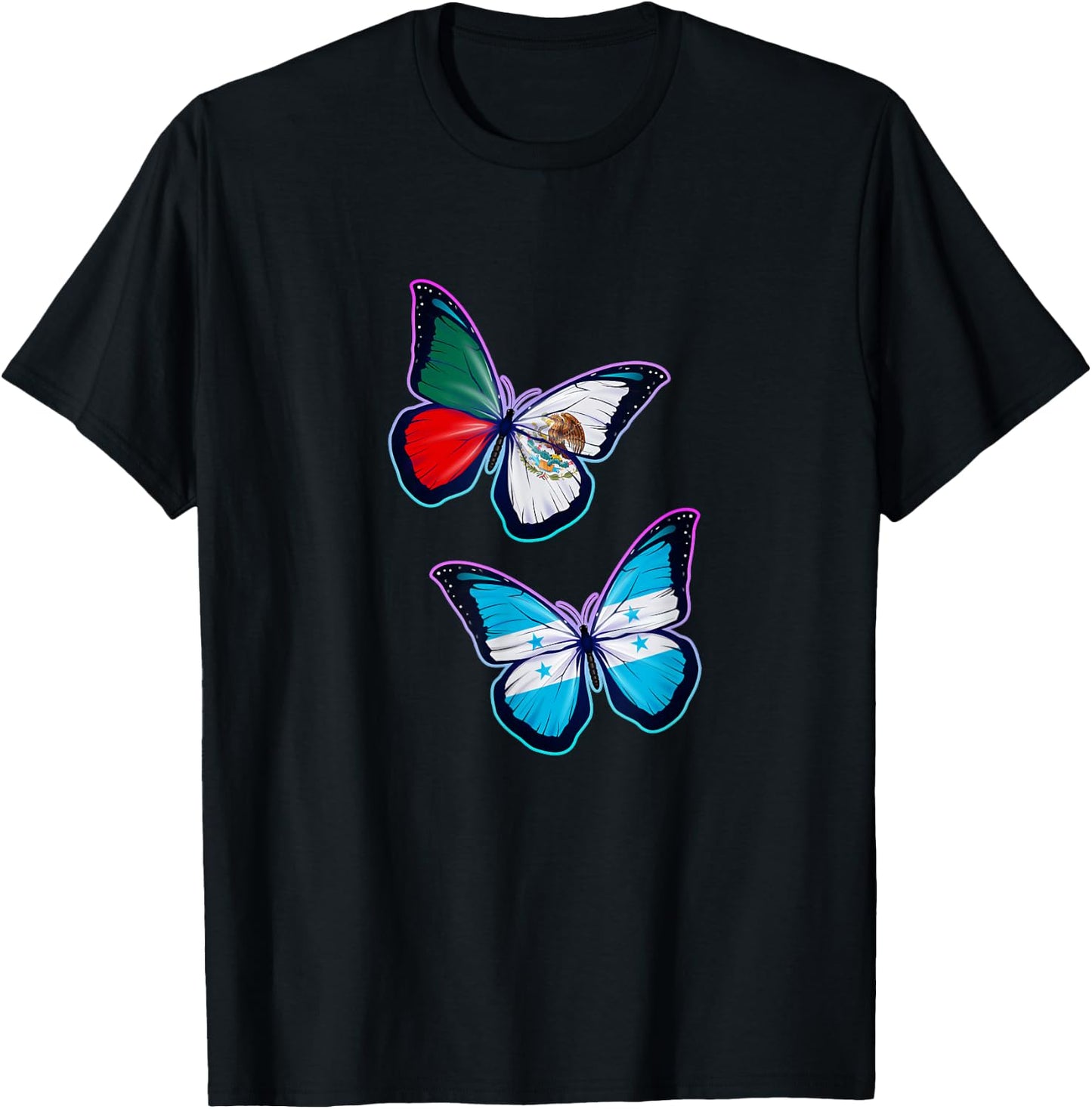 Honduras and Mexico bicultural roots. Butterfly version T-Shirt - T-Shirt | Black