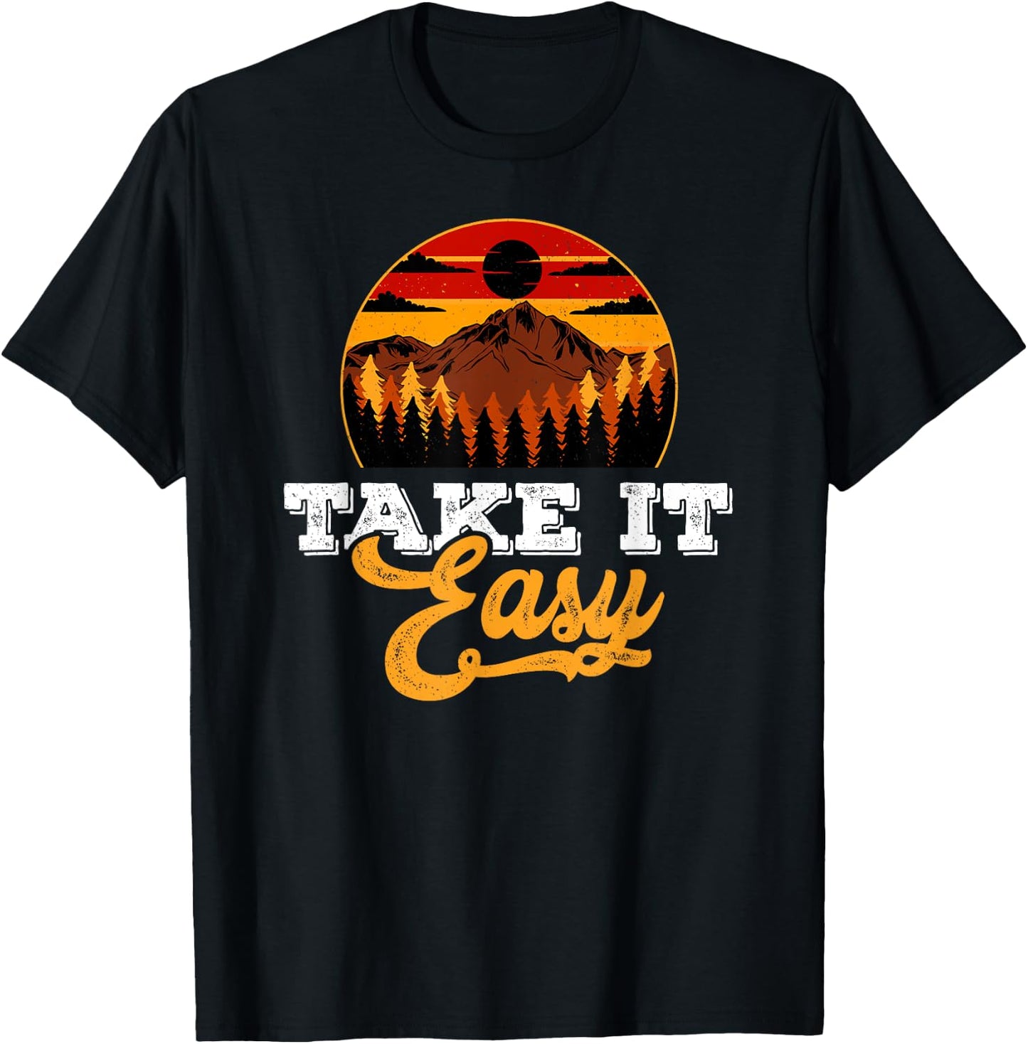 Take It Easy Retro Vintage Style Outdoor Camping T-Shirt - T-Shirt | Black