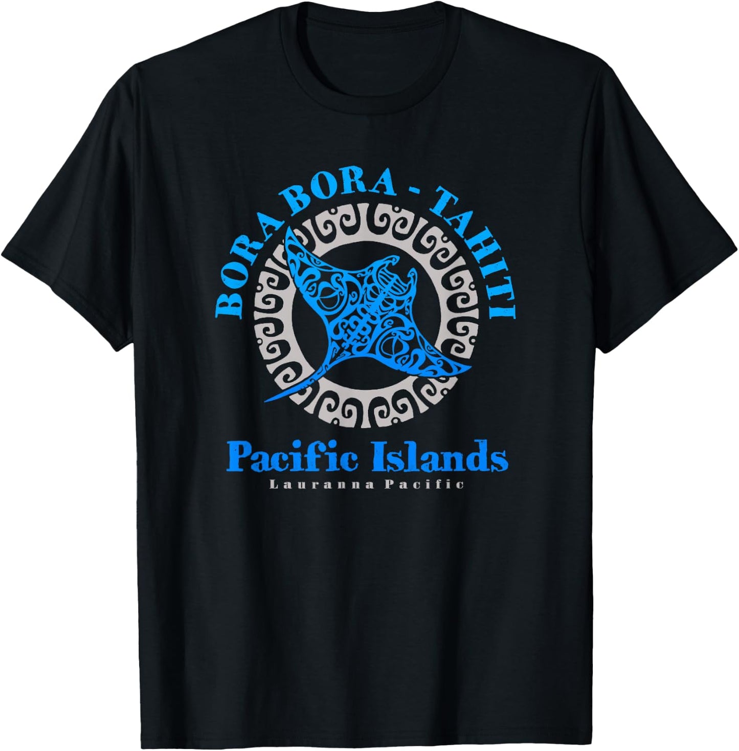 Manta Ray Bora Bora Tahiti Tribal Tattoo T-Shirt - T-Shirt | Black