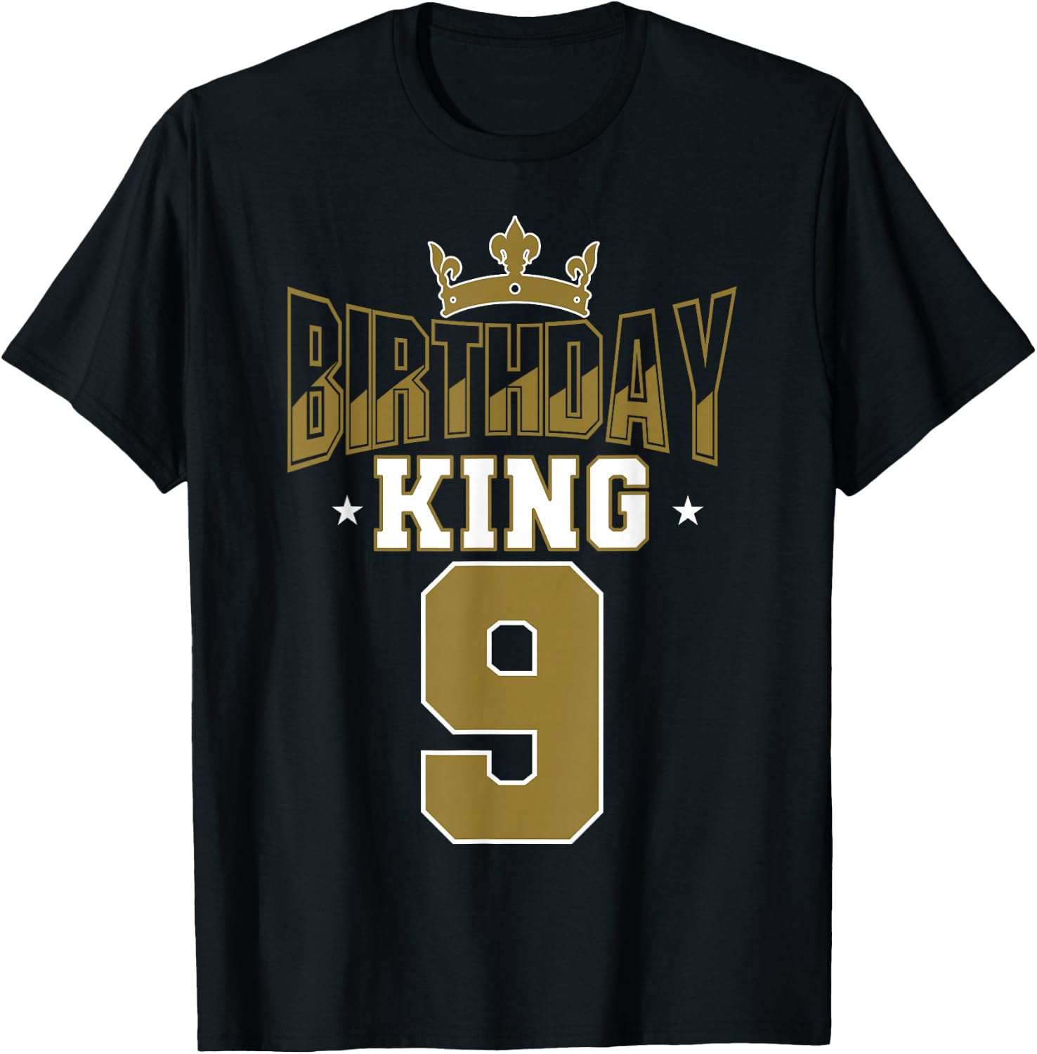 Birthday King 9 Bday Party Celebration 9th Royal Theme T-Shirt - T-Shirt | Black